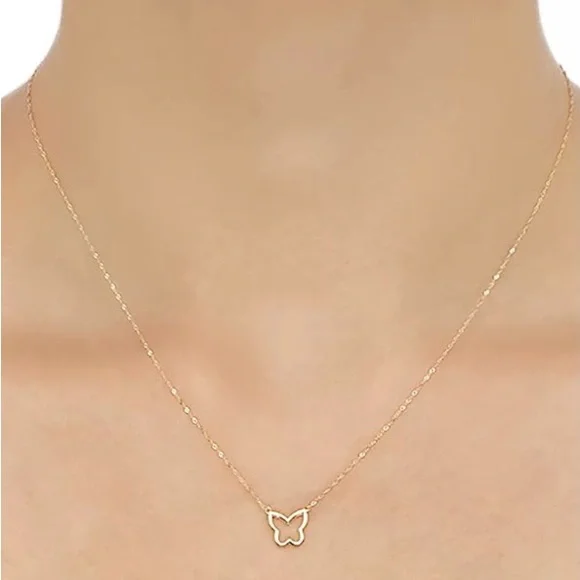 10k Solid Gold Butterfly Necklace